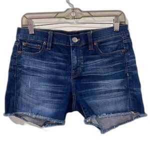 J.Crew Indigo Denim Dark Von Wash Jean Shorts Cotton Blend Frayed Size 26